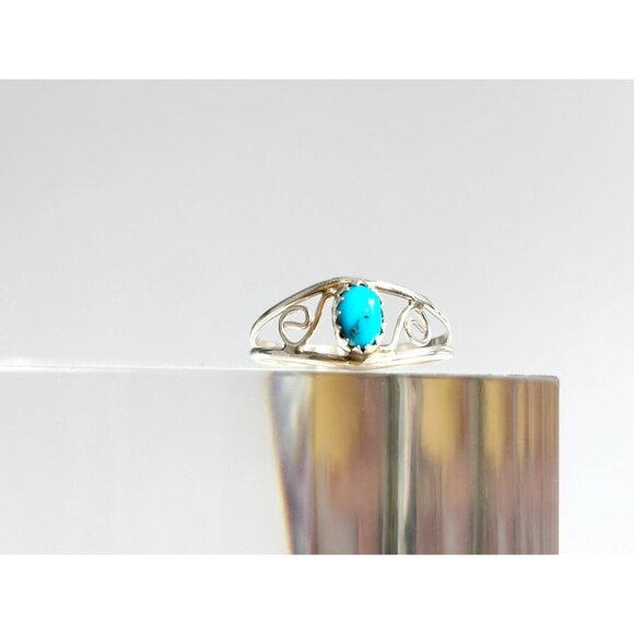 Native American Made TurquoiseVintage Southwest Style Cutout Ring - sz 8.25 - Picture 3 of 10